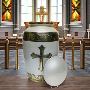 Urna Funeraria Blanca para Adultos, Hecha a Mano, 10 Pulgadas, Estilo Europeo Americano, Diseño Personalizable, Duradera, Ecológica, 220 Pulgadas Cúbicas - Product Image 1