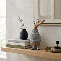 Figurine de canard en bois de bambou Art Déco unique, faite à la main, écologique, décoration d'anniversaire, intérieur contemporain pour la maison et l'hôtel