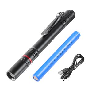 5.9 Inch <b>Rechargeable</b> Aluminum Alloy Penlight 300 Lumen 3 Lighting Modes Pocket Size Adjustable Focus IP44 Waterproof <b>Flashlight</b> - Product Image 2