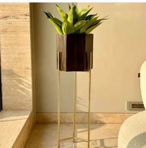 Pot de fleurs pour balcon, pot de fleurs pour bureau, pot de fleurs d'intérieur et d'extérieur, pot de fleurs moderne en fer et métal, finition antique, pot de fleurs de jardin - Product Image 3