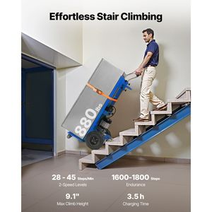 Carrello Saliscale Elettrico da 400 kg con Manico Estensibile da 400 cm e Design Rinforzato - Product Image 2