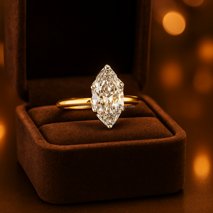 Anillo de compromiso solitario de corte Marquesa de 1,00 CT de alta calidad 14K oro IGI certificado Moissanite Original para boda - Product Image 6