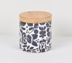Boîte de conserve monochrome tournée en bois de manguier émaillée à la main avec motif personnalisé Fabricant en gros vente directe d'usine - Product Image 1
