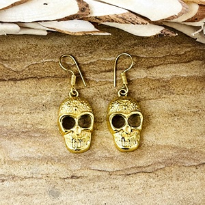 Nuevos Pendientes Colgantes Góticos de Calavera, Pendientes Góticos de Latón para Mujer, Chapados en Oro de 18k, con Colgante de Calavera, Venta al por Mayor/OEM/ODM - Product Image 1