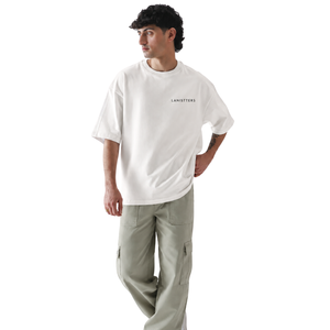 Camiseta Oversize de Algodón para Hombre con Cuello Redondo, Manga Corta, Hombro Caído, Ajuste Relajado, Estilo Casual Minimalista Urbano, Venta al por Mayor, Camiseta Holgada - Product Image 1