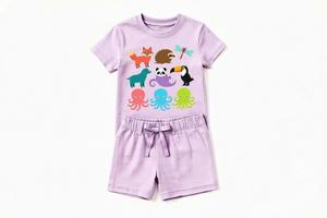 Vêtements d'été pour enfants, ensemble t-shirt et short en coton, respirant, léger, vêtements décontractés, taille personnalisée - Product Image 4