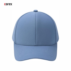 Casquette de baseball à 6 panneaux découpée au laser bleue, 100 % polyester, maille respirante, broderie 3D, ajustement par bouton, unisexe, pour l'extérieur, les voyages, le printemps - Product Image 2