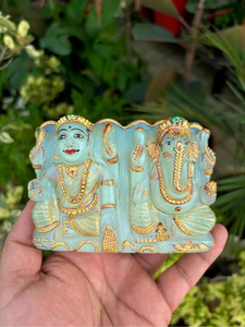 Estatua de Lakshmi Ganesha Tallada a Mano en Opalita |   Ídolo del Dios Hindú |   Decoración de Templo para el Hogar con Cristales |   Regalo Espiritual - Product Image 1