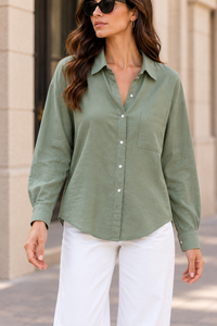 เสื้อเชิ้ตผู้หญิงสีชมพู ลายมัดย้อม ติดกระดุม แขนยาว ปกคอเสื้อพับได้ ทรงหลวม สไตล์ลำลอง แฟชั่นฤดูใบไม้ผลิ - Product Image 1