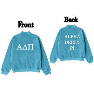 Sudadera de Cuello Redondo para Mujer Alpha Delta Pi, Azul, Algodón, Estampado de Letras, Otoño, Corte Regular, Manga Larga, Tejido de Punto - Product Image 5