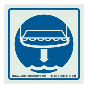 Panneau de signalisation de sécurité marine phosphorescent 6x6 pouces BradyGlo pour bateau de sauvetage et panneau à flèches - Product Image 3