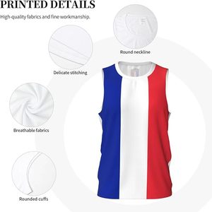 France Flag Basketball Jersey Sports Jerseys for Men Running Fitness Training Sleeveless <b>T</b> <b>Shirt</b> - Product Image 2