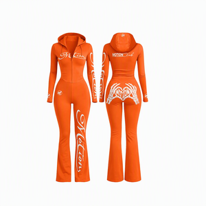 Combinaison à capuche zippée intégrale pour femme, motif club vert, style sportif, extensible, avec design squelette au dos - Product Image 6
