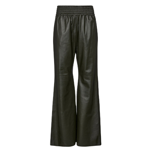 Pantalon en similicuir pour femme avec cordon de serrage, taille haute, coupe décontractée, en PU souple, style décontracté, fabrication sur mesure OEM ODM - Product Image 1