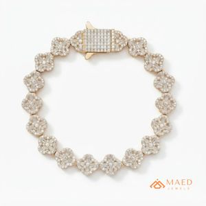 Bracelet en Moissanite Plaqué Or 18K, Bijou Tendance, Bracelet à Maillons Floraux pour Femmes et Hommes, Cadeau Élégant, Bijoux Fins, Styles New York - Product Image 1