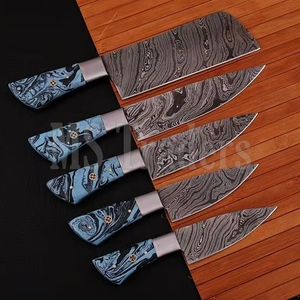 Juego de Cuchillos de Chef de Acero de Damasco de 5 Piezas para Cocina Profesional y Camping, Hecho a Mano, Calidad Premium con Mango de Resina, Personalizable OEM - Product Image 5
