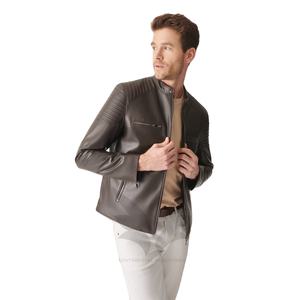 chinese collar leather jacket