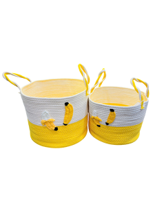 Cotton Rope Storage <b>Basket</b> with Pineapple Design, Tropical Cotton Rope <b>Basket</b> with Handles - Product Image 3
