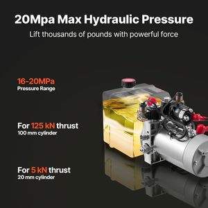 Pompa Idraulica a Doppio Effetto da 3 Quarti per Rimorchio, Pressione Massima 3200 PSI, Portata 0,91 GPM, DC 12V - Product Image 3
