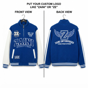 Veste zippée en polaire de qualité supérieure 240g, bleu et blanc, imperméable, respirante, unisexe, logo sur le devant, style streetwear décontracté - Product Image 1