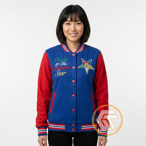 Customized Eastern <b>Star</b> Cotton Fleece Varsity <b>Jacket</b> Women Embroidered Breathable Quick Dry Greek Apparel Plus Size Autumn - Product Image 2