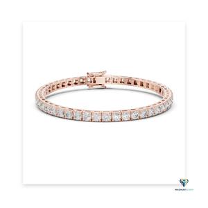 5.17 CT Rose <b>Gold</b> Round Lab Grown Diamond Tennis Bracelet in 14K <b>Solid</b> <b>Gold</b>, 6.4 Inch Collet Set Classic Bracelet - Product Image 6