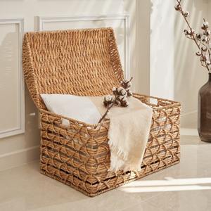 Rectangular storage chest <b>with</b> curved <b>lid</b> vintage style Handmade Storage <b>Basket</b> Wholesale eco-friendly Made in Vietnam - Product Image 2