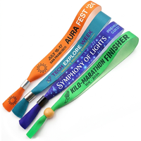 Pulsera de tela satinada personalizada para festivales, de poliéster con transferencia térmica, de un solo uso, con cierre deslizante para entrada a parques temáticos