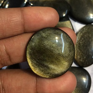 Cabochon en obsidienne dorée de qualité supérieure, pierre précieuse en obsidienne, bijoux en pierres précieuses - Product Image 2