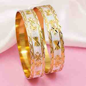 Wholesale Two Tone Plated Traditional South African CNC Brass Bangles 15MM Women's Wedding - Product Image 1