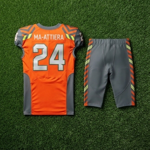 Custom Men's Orange Gray American Football Uniform <b>Padded</b> Jersey <b>Pants</b> Set Sports Team Apparel - Product Image 6