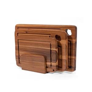 Ensemble de 3 planches à découper en bois d'acacia naturel avec support et rainure pour jus, planches à fromage et à viande pour la cuisine, vente en gros - Product Image 1