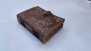 Leather Journal Embossed Hardcover Vintage <b>Lock</b> Book of Shadows - Product Image 1