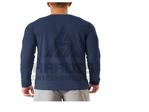 Camisetas de manga larga para hombre de color sólido, de poliéster puro, con logo personalizado. - Product Image 3