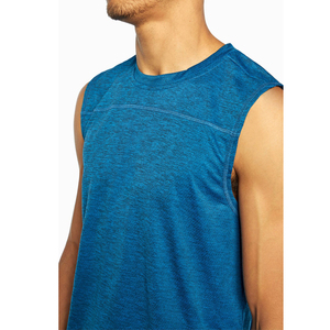 Débardeur sans manches bleu pour homme, col rond, séchage rapide, tricoté, couleur unie, décontracté, pour la gym - Product Image 3
