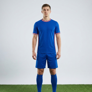 Uniforme de fútbol azul real premium con detalles en rojo y blanco, uniforme de fútbol, ropa de equipo - Product Image 4