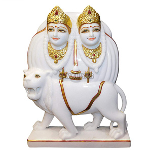 Premium Marble Chamunda Mata Statue | Handcrafted White Marble Chamunda Devi Murti with Lion | MALIYAS Jaipur - Product Image 2
