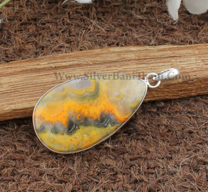 Collar de Plata de Ley 925 con Colgante de Jaspe Abeja Natural, Chapado en Platino, Hecho a Mano, Estilo Vintage, Unisex, Moderno, Venta al por Mayor - Product Image 6