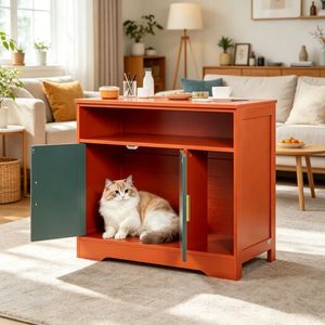 Lussuosa Cassetta per Gatti Ecologica in Legno, Grande Capacità, Forma Rettangolare, Facile da Pulire, per Soggiorno, con Funzione PC - Product Image 6