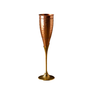 Flûte à champagne en cuivre, gobelet en métal vintage fait main, à long pied, pour les occasions de mariage, verre à vin de table - Product Image 1
