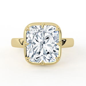 4ct cushion cut moissanite solitaire engagement <b>ring</b> 14k 18k yellow gold 8 prong <b>crown</b> undergallery vintage wedding band gra - Product Image 2