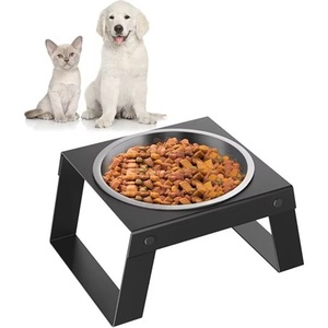 Bols surélevés pour petits chiens, support pliable en métal, mangeoire surélevée en acier inoxydable, bol unique, pieds antidérapants, étanche pour animaux de compagnie - Product Image 1