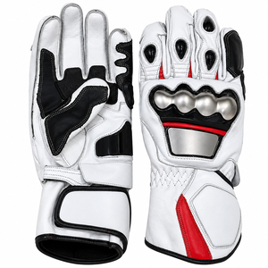 Guantes Profesionales de Cuero para Motociclismo, Blancos y Rojos, con Protección Completa, Pantalla Táctil, Cierre de Gancho y Bucle, para Gimnasio y Uso al Aire Libre, OEM - Product Image 4