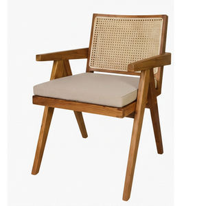 Silla de Comedor de Madera de Teca Sólida de Primera Calidad, Estilo Escandinavo, Ecológica, Duradera, Moderna, para Hotel, Hogar, Bar, Tipo Sillón con Respaldo de Ratán - Product Image 2