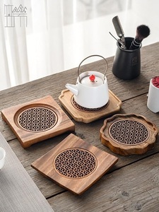 Royal Lattice Wooden Laser Cut Coaster Solid Wood Heat Resistant Cup Mat Decorative <b>Table</b> <b>Protector</b> Premium Decor - Product Image 2