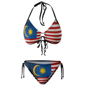 Maillots de bain respirants sans couture pour femmes, motif drapeau national de Malaisie, bikinis sexy personnalisés, vêtements de plage - Product Image 2