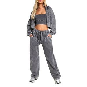 Sudadera con Capucha de Estilo Nuevo Personalizada para Mujer, Sudadera con Cierre y Costuras en Contraste, Corte Cuadrado, Informal, con Cierre, Estilo Waffle, Top Corto de Punto - Product Image 1