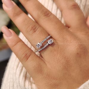 Anillo de compromiso de moissanita con corte ovalado y banda retorcida, solitario, para mujer, joyería fina, regalo de aniversario - Product Image 5
