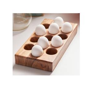Wooden <b>Egg</b> Holder with 6 Slots <b>Eco</b>-Friendly Dishwasher & Freezer Safe for Storage Display Convenient Kitchen Use - Product Image 1