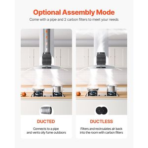 Campana Extractora de Techo Tipo Chimenea de 30 Pulgadas, 800 CFM, Acero Inoxidable, con Control Táctil por Gestos - Product Image 3